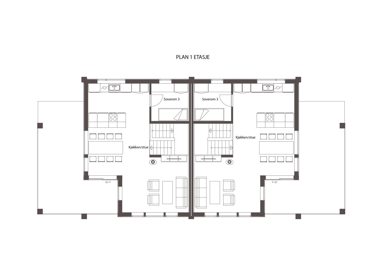 Bolig 5 og Bolig 6 Planløsning første etasje Galleribilde