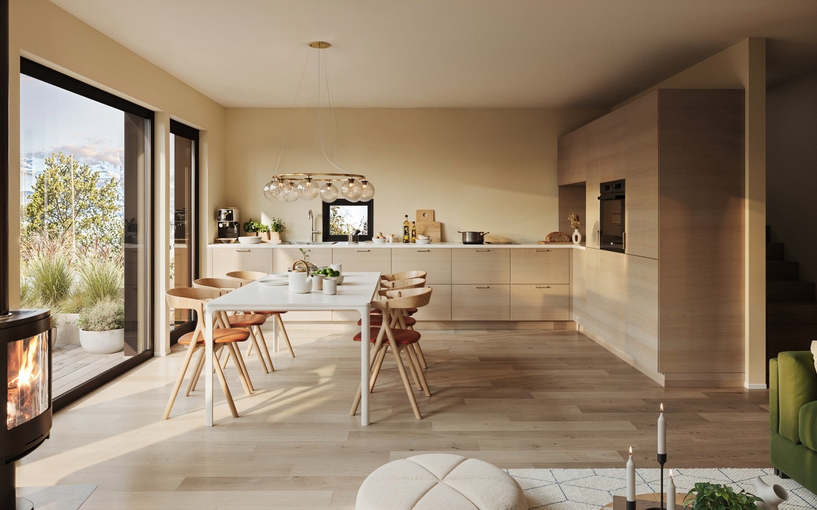 Det moderne kjøkkenet er mye mer en bare et arbeidssted - det er et sted for å nyte den gode maten og de gode samtalene. I Vigrestadvegen får kjøkkenet lune og varme fronter i Nordic eik fra Svanekjøkkenet - en anerkjent leverandør. Galleribilde