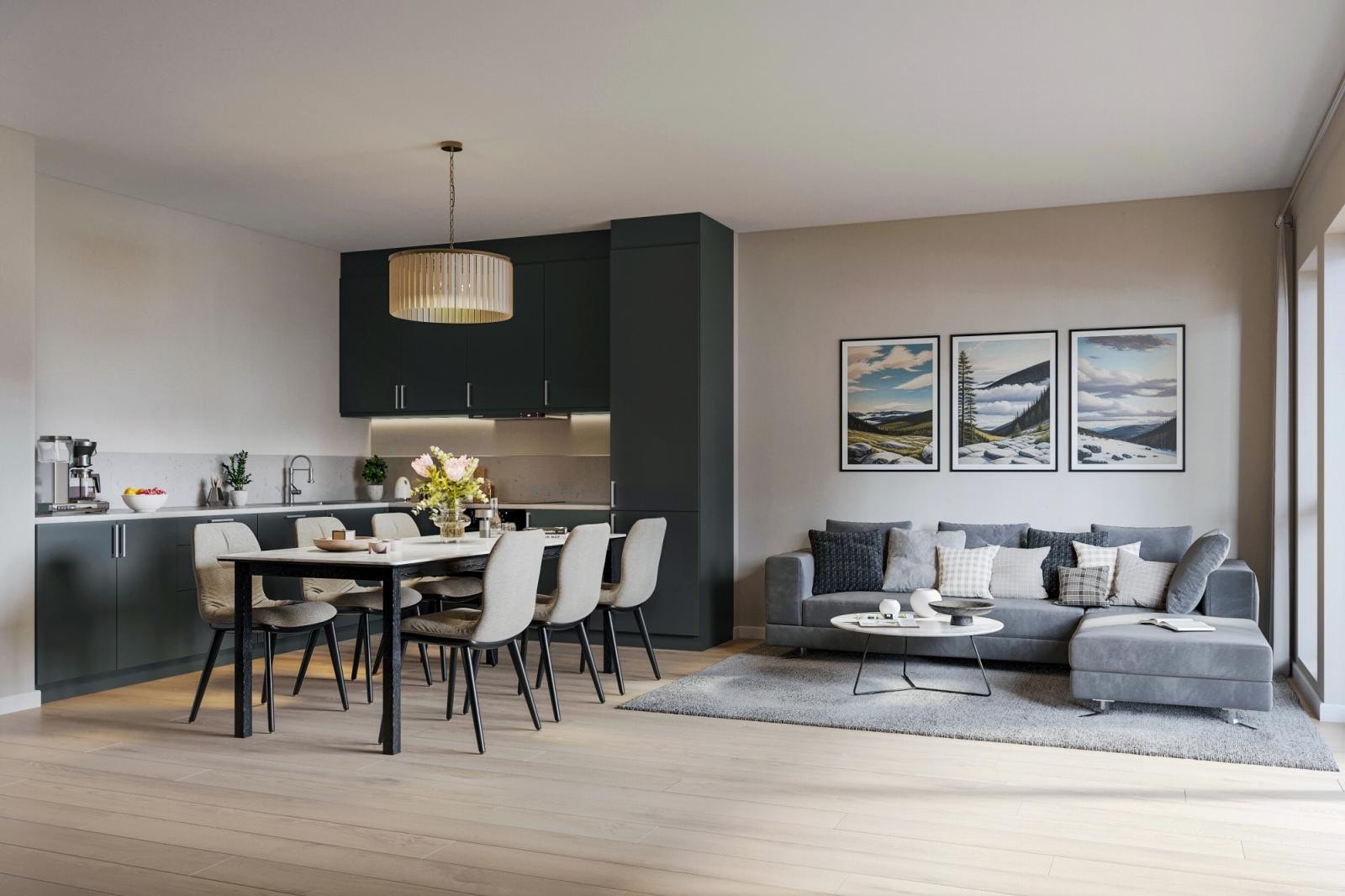 Illustrasjonsbilde fra 3-roms leilighet C-205. Avvik vil forekomme. Galleribilde