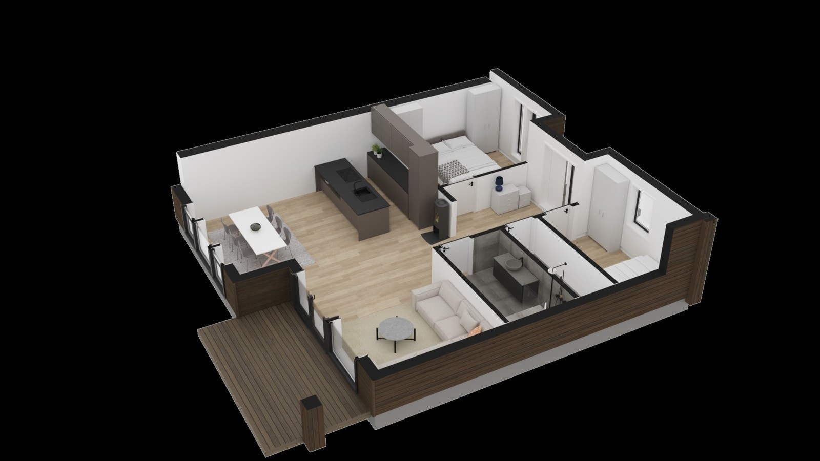 Bolig 1 - Tomannsbolig på ett plan - Planløsning Galleribilde