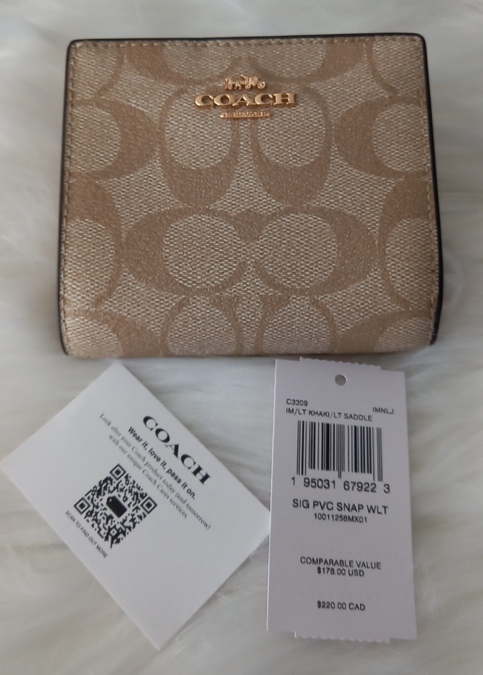 COACH SNAP sale WALLET IN SIGNATURE CANVAS C3309 IMNLJ