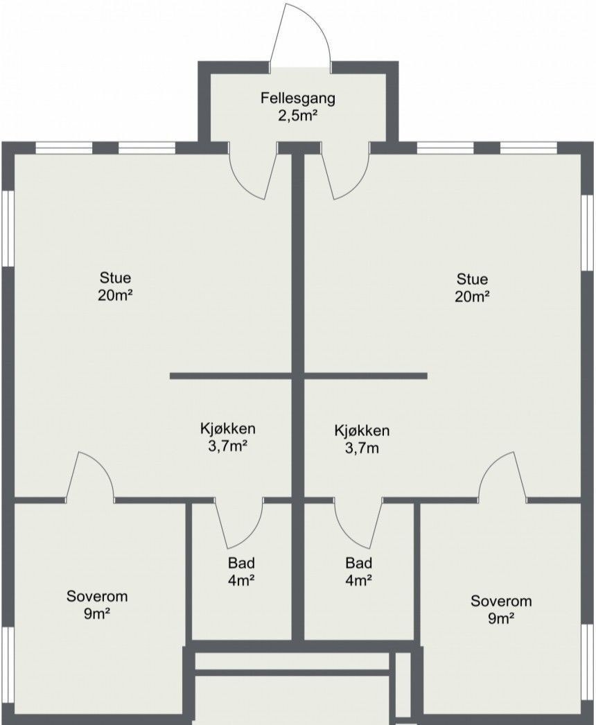 Det er to leiligheter som deler inngangsparti og hage/platting. leiligheten som nå leies ut er til høyre Galleribilde