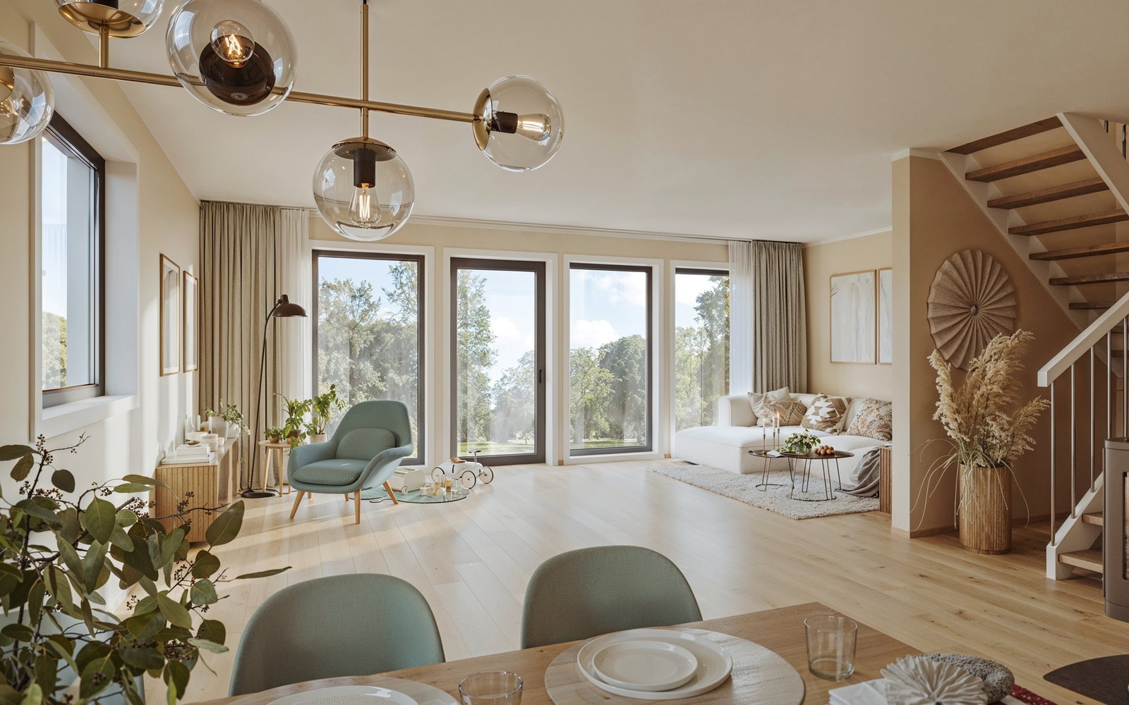 Illustrasjon av stue Galleribilde