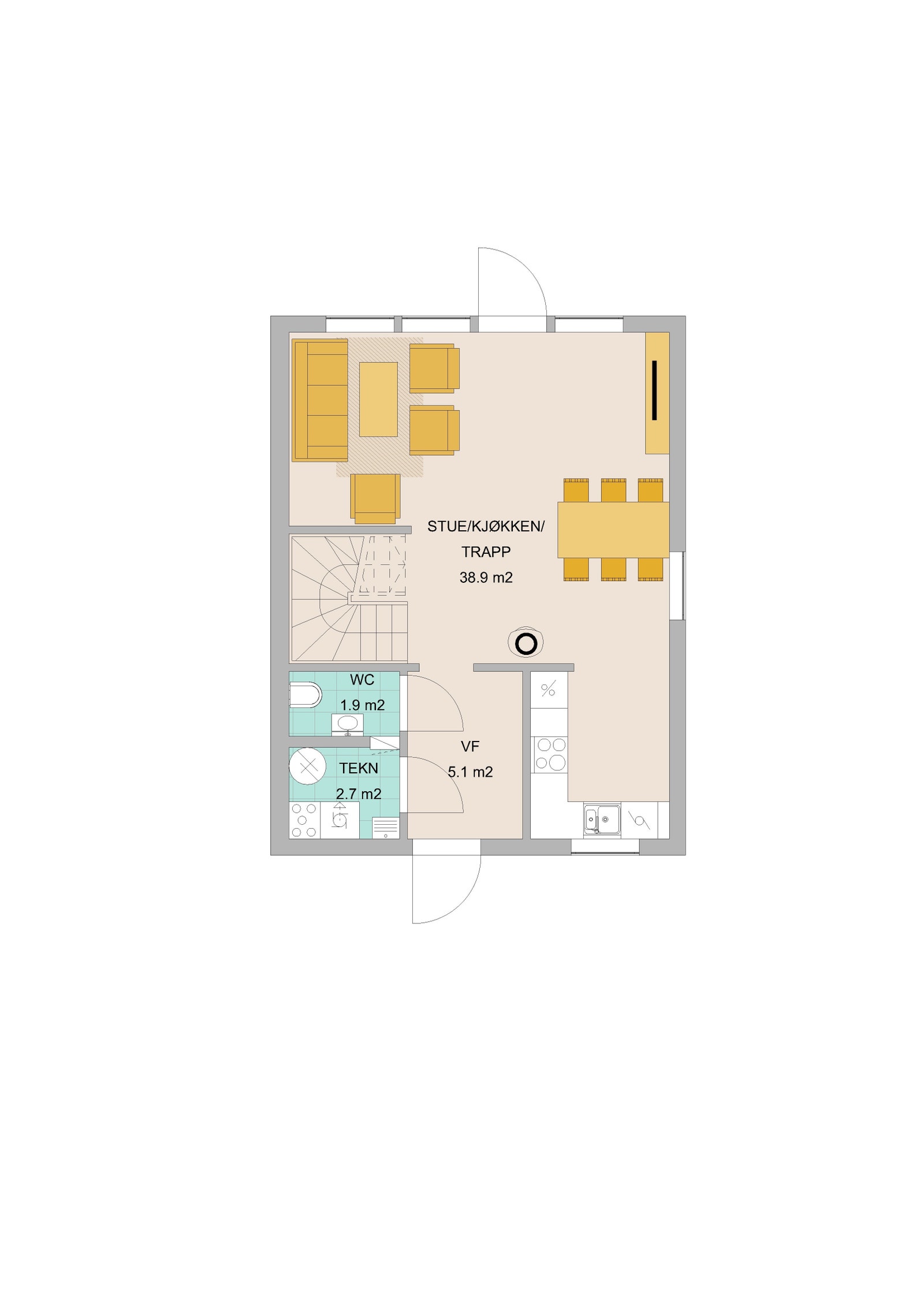 Plantegning 1.etasje - Bolig 4B Galleribilde