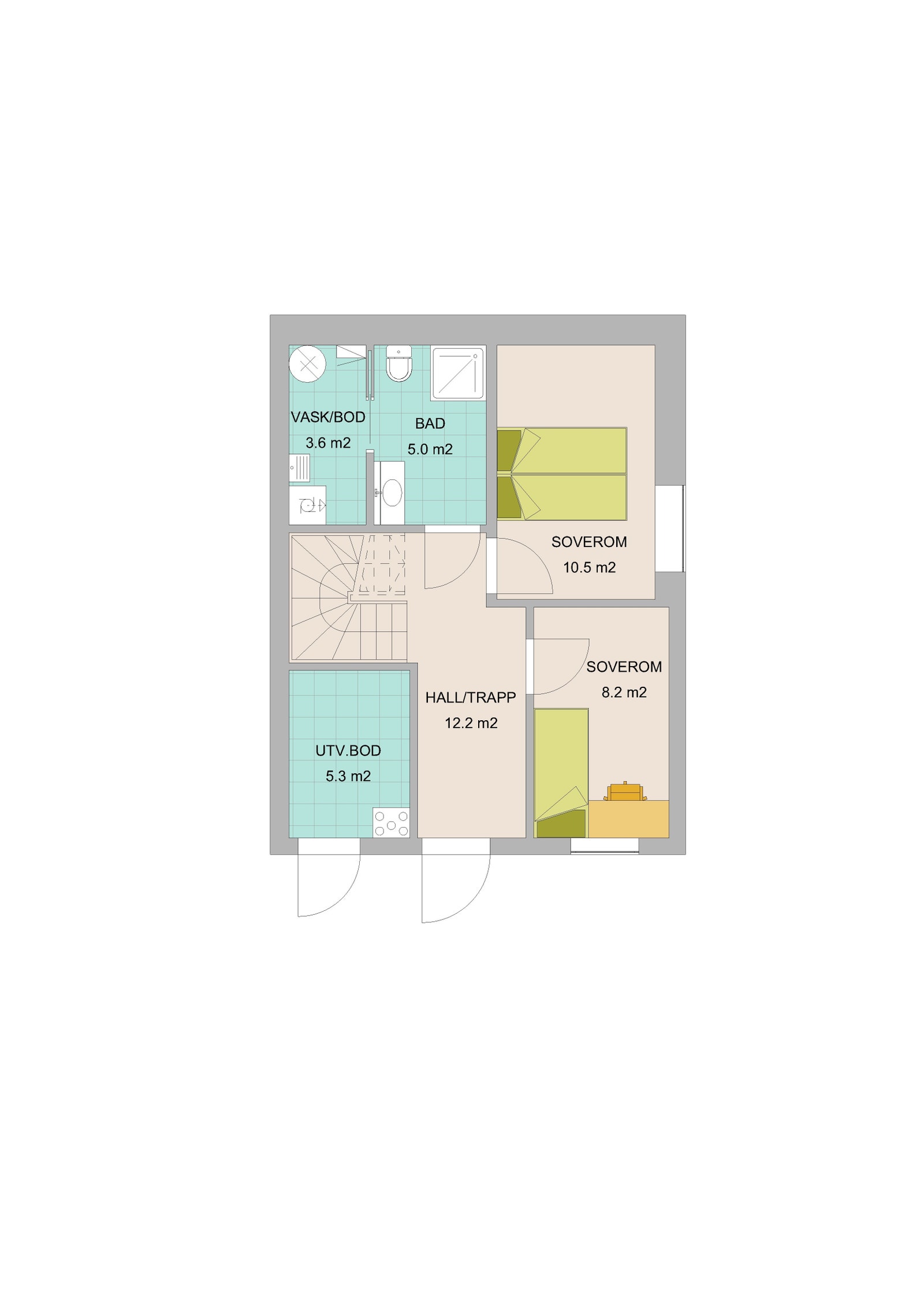 Plantegning sokkeletasje - Bolig 1B og 2B Galleribilde