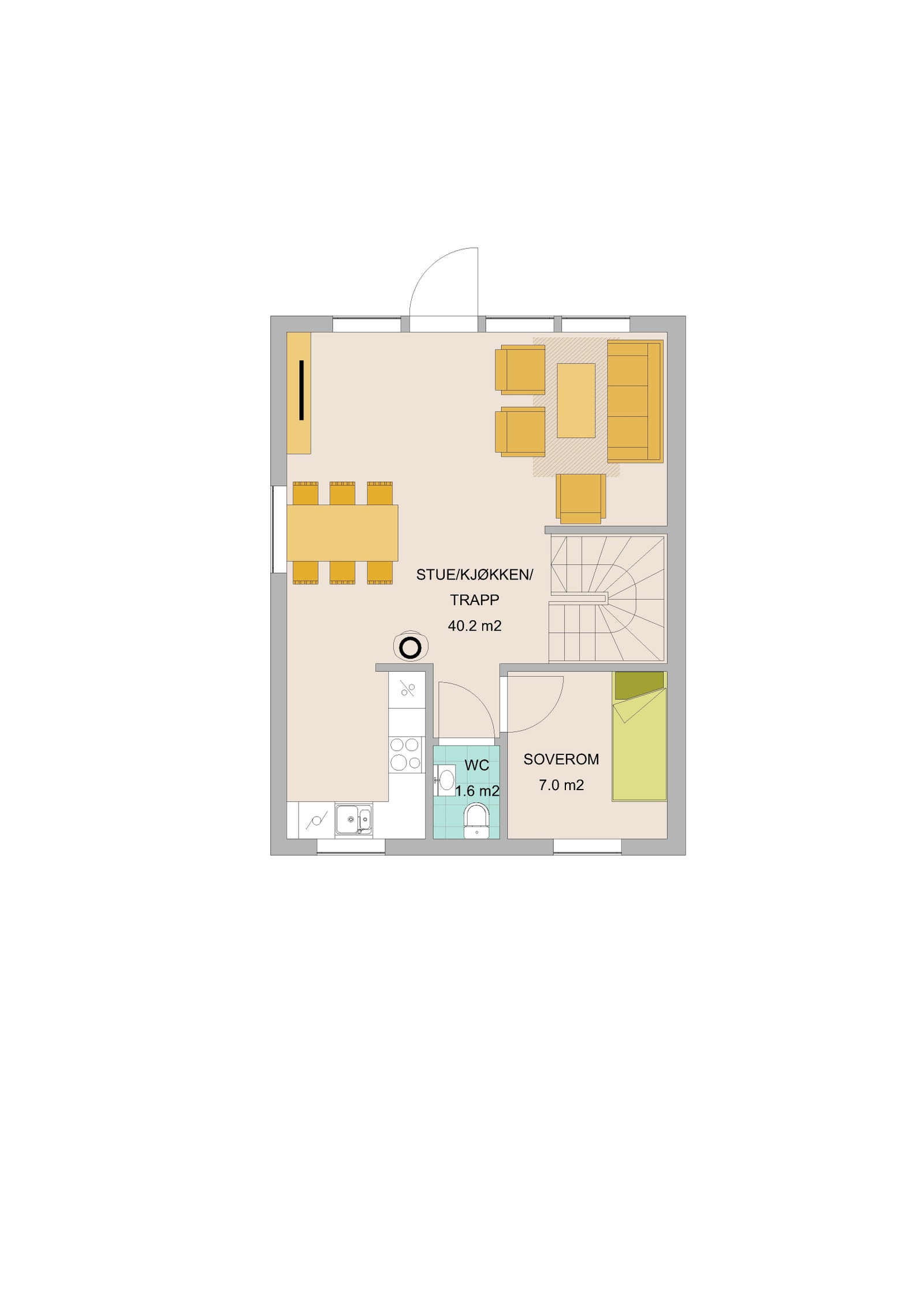 Plantegning hovedetasje - Bolig 1A og 2A Galleribilde