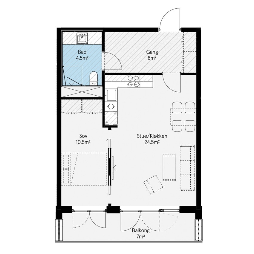 Plantegning for leilighet 8011 i Ulvenkroken 1 borettslag Galleribilde