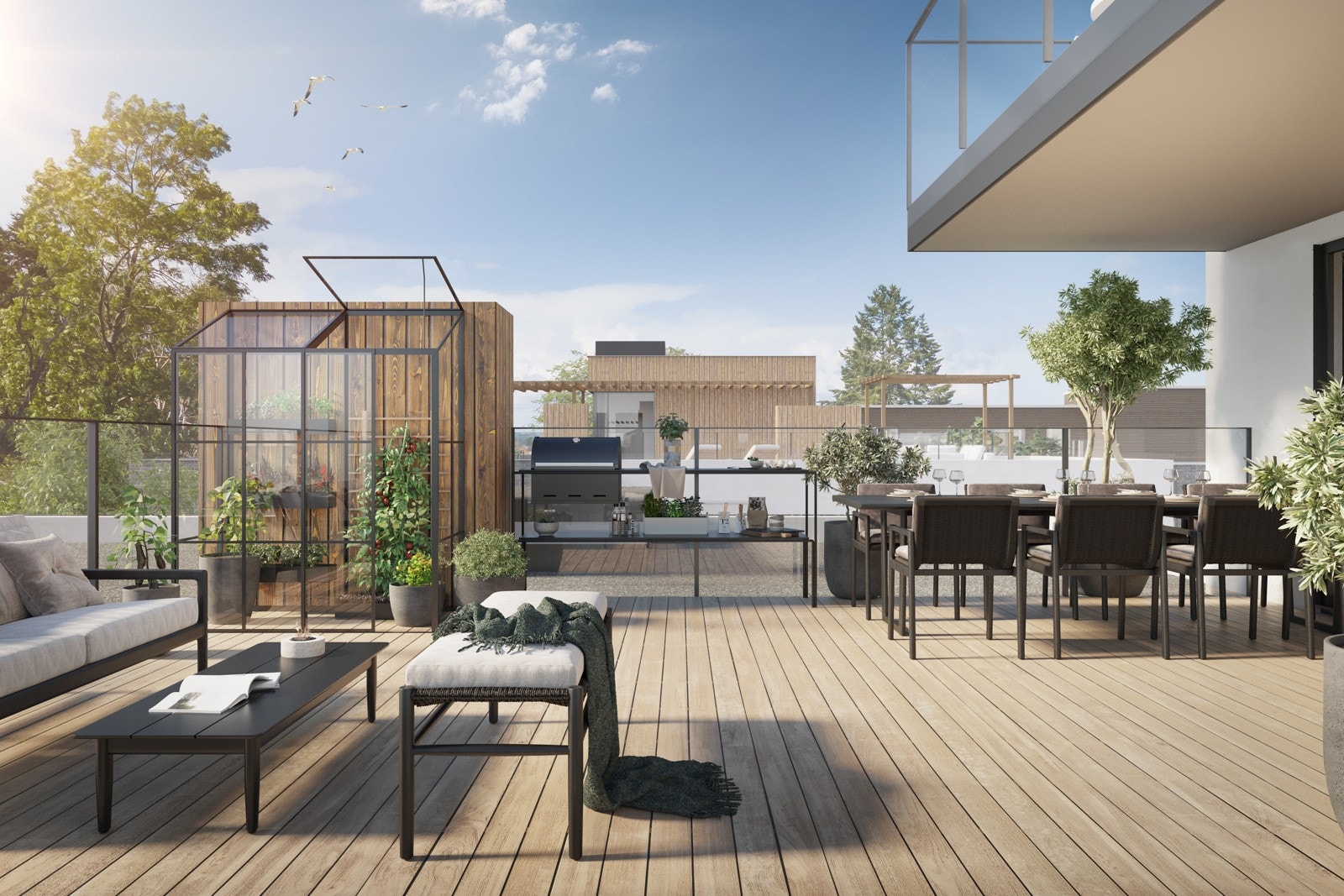 Stor vestvendt takterrasse for leil. 4010 hus 6 Galleribilde