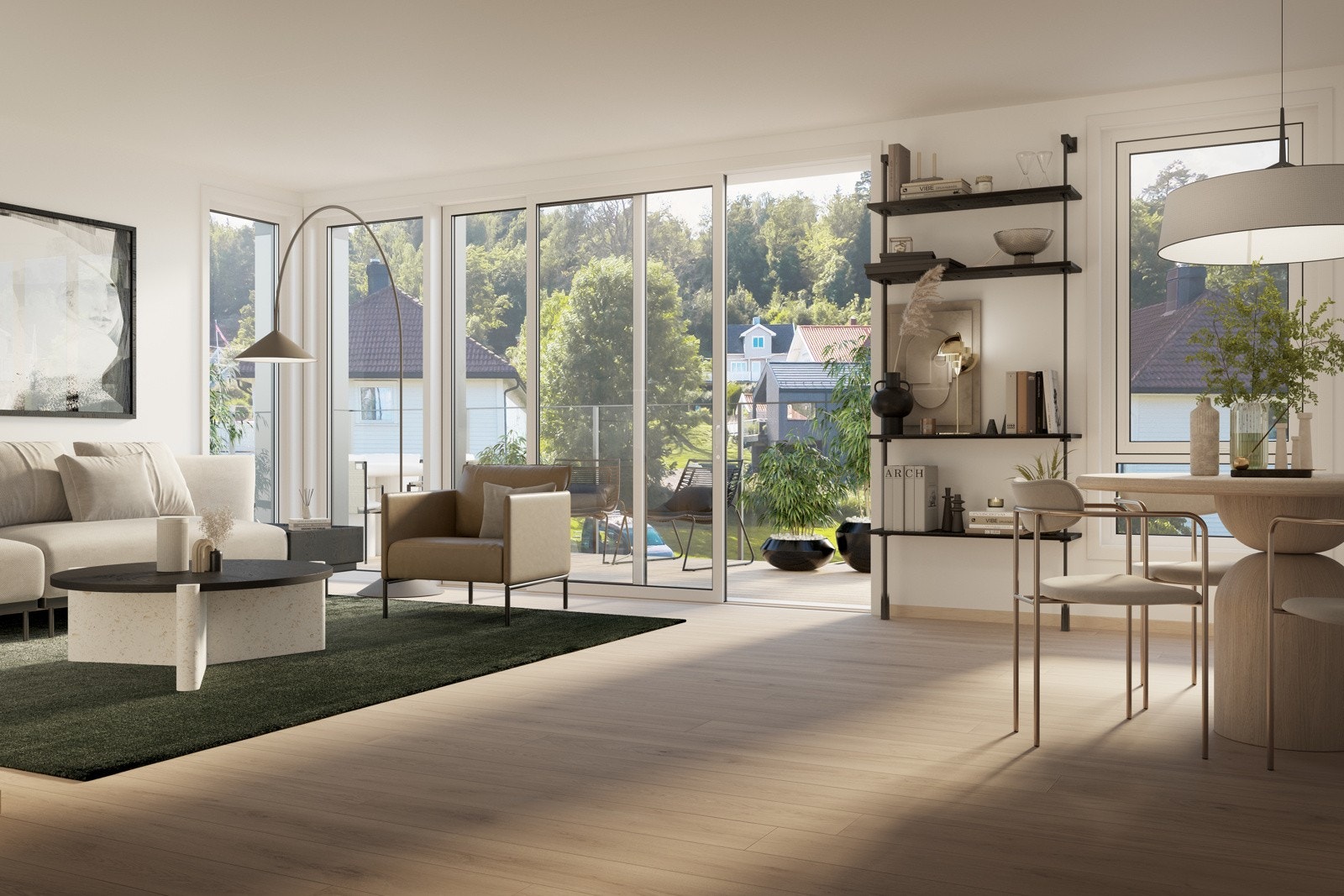 Romslig lys stue Galleribilde