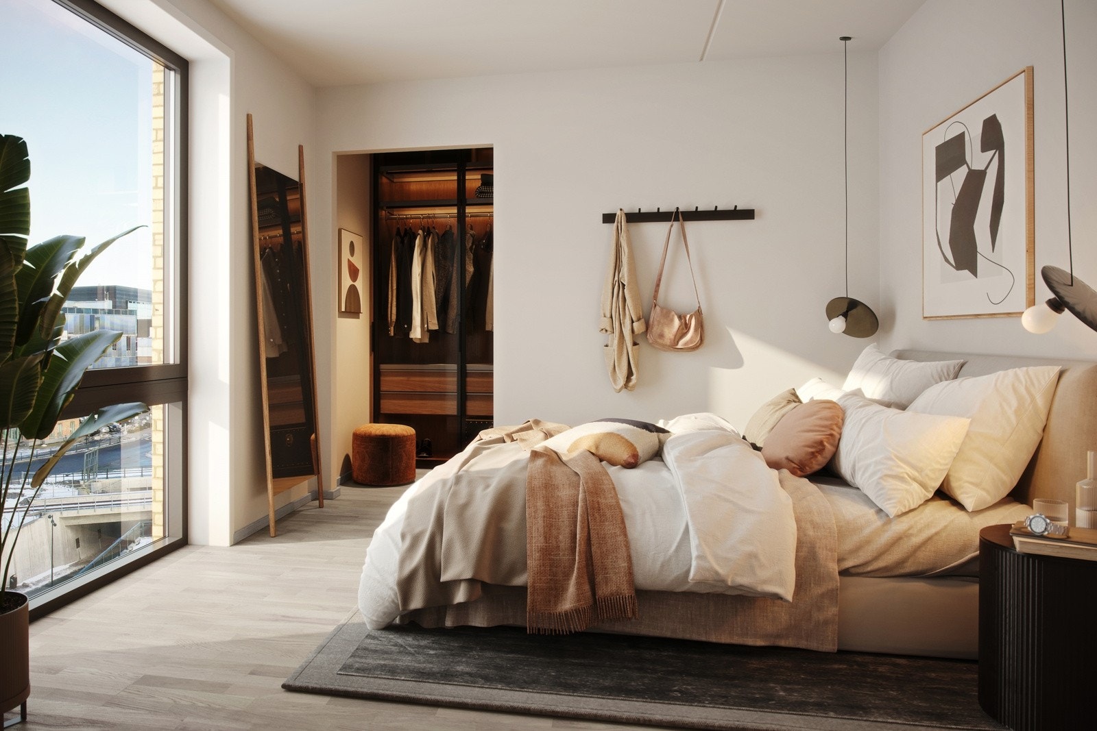 Doble dører ut fra soverommet er deilig, føl den svale sommerbrisen flyte inni leiligheten Galleribilde