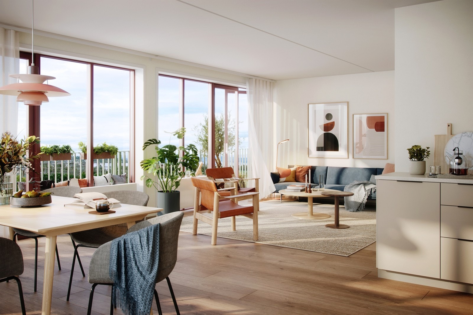 Flere oppholdssoner i de større leilighetene gi plass for ulike aktiviteter i familien Galleribilde