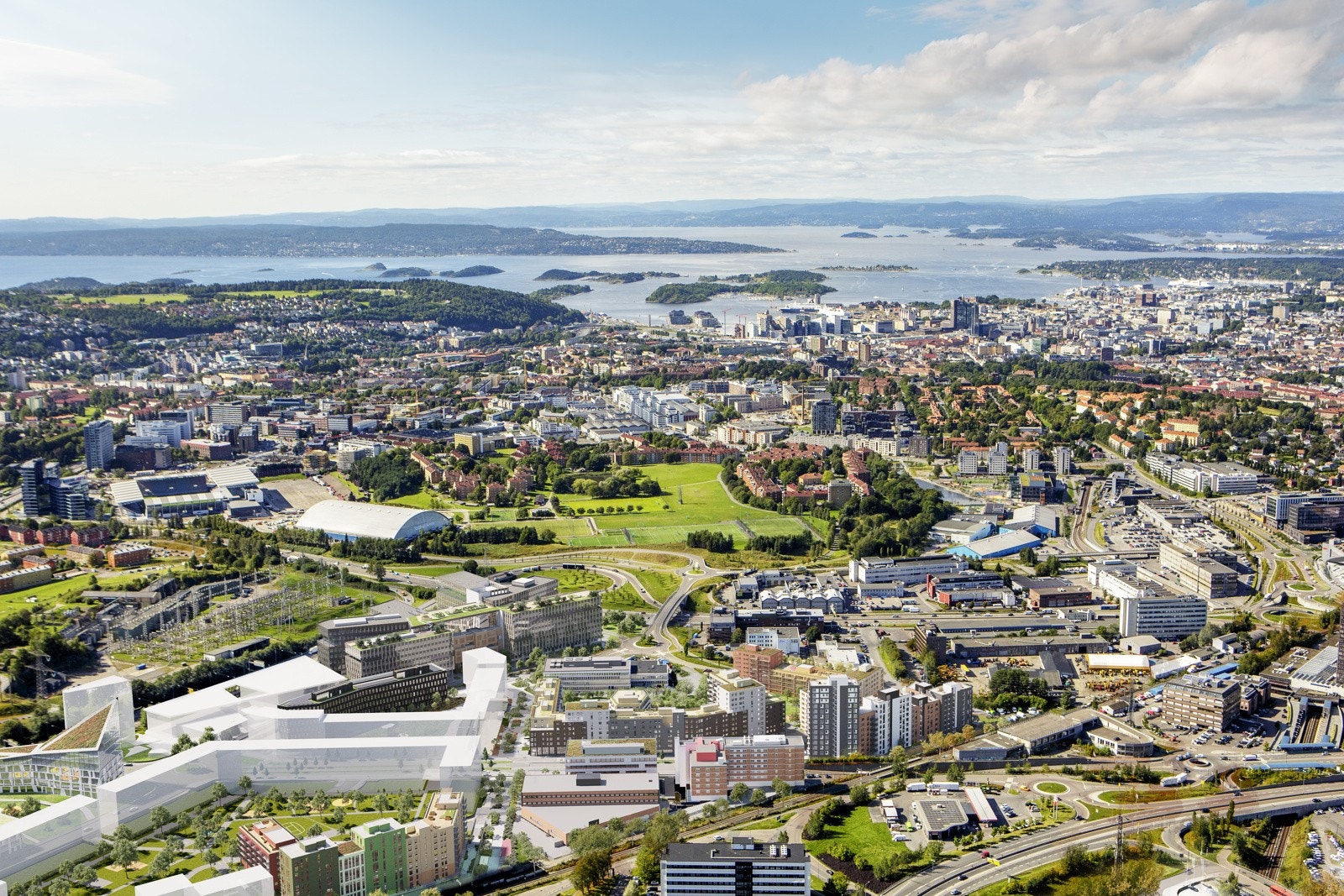 Oversiktsbilde av hele området som er under utvikling Galleribilde