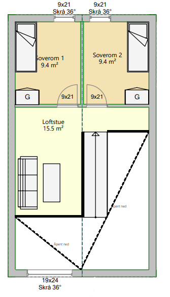 2D Planskisse av loftetasjen.