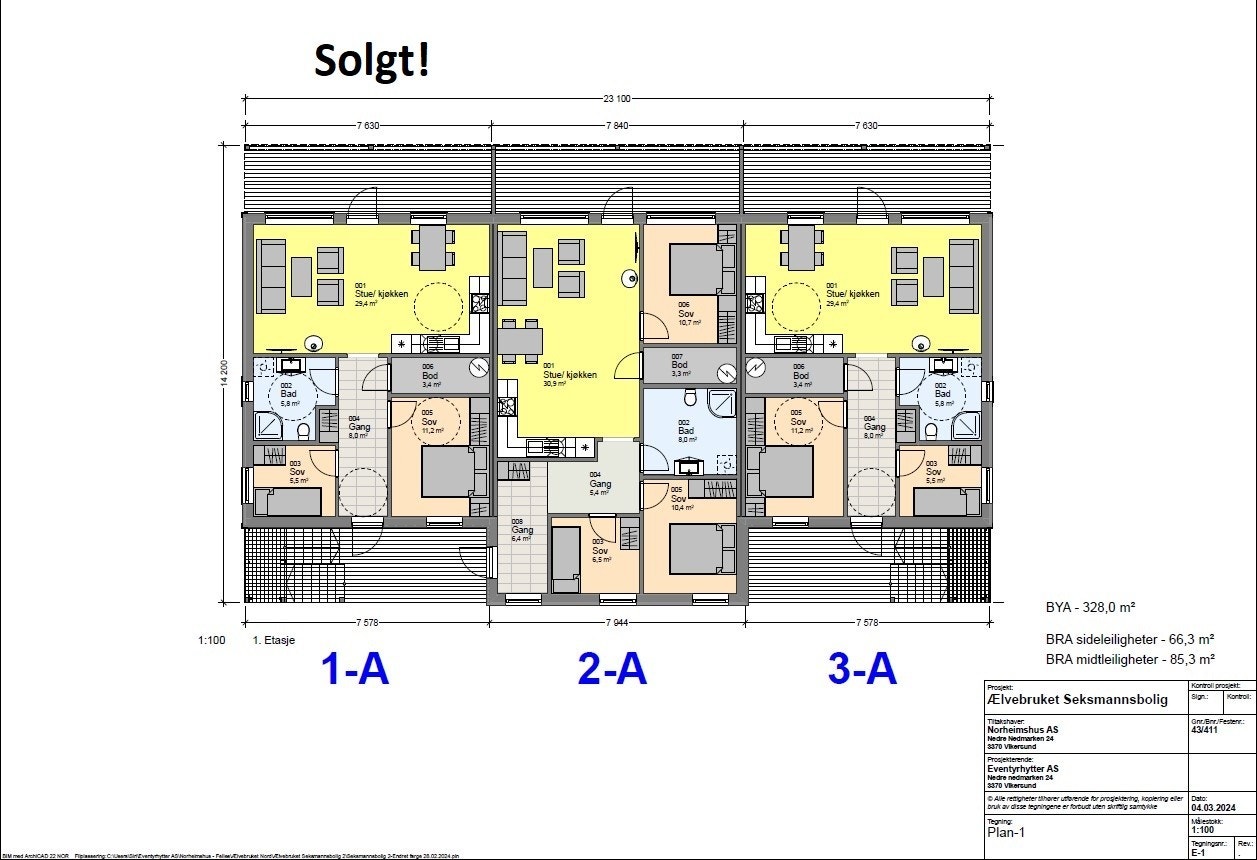 Plantegning 1.etg (seksmannsbolig nr. 2) Galleribilde