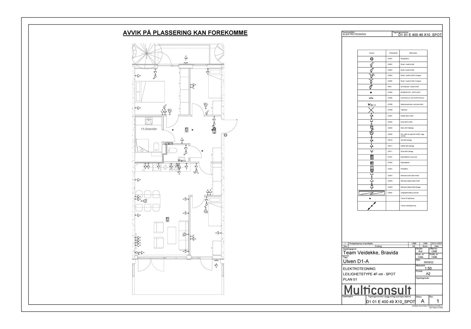 Elektrotegning for leilighet 1010 i Ulvenkroken 1 borettslag Galleribilde