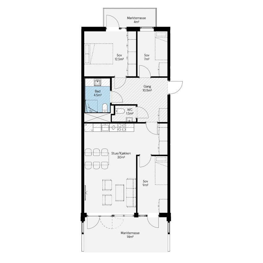Plantegning for leilighet 1010 i Ulvenkroken 1 borettslag Galleribilde