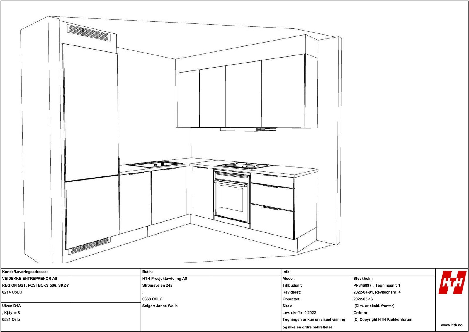 Kjøkkentegning for leilighet 5011 i Ulvenkroken 1 borettslag, side 1 Galleribilde