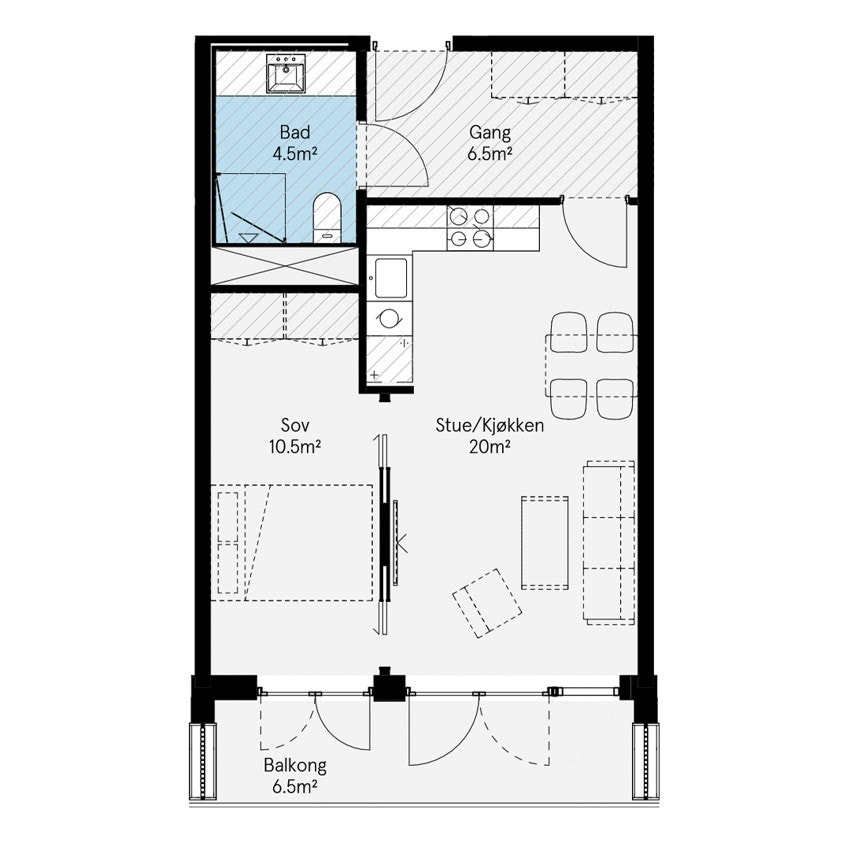 Plantegning for leilighet 7012 i Ulvenkroken 1 borettslag Galleribilde