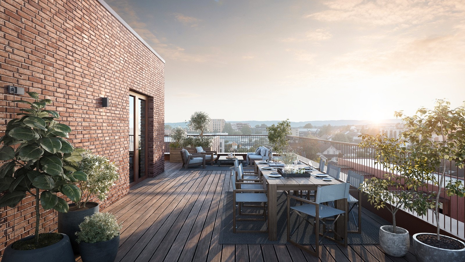 I Hus G vil det også finnes store takterrasser med utsikt over Jessheim! Galleribilde