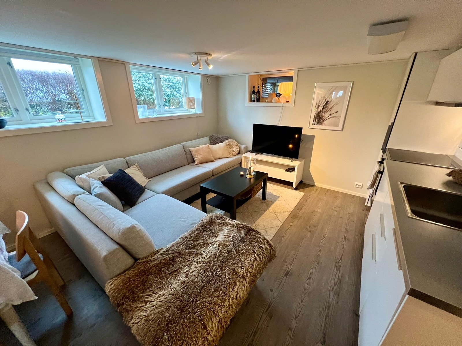 Stue med kjøkken løsning Galleribilde