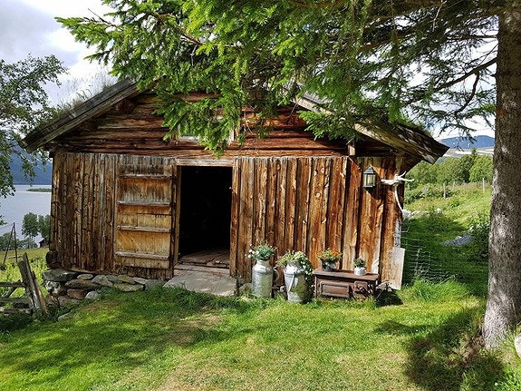 I fjøset finner du blant annet leker, kull til grill, papir og søppelsortering. Her finner du også vår fine utedo. Galleribilde
