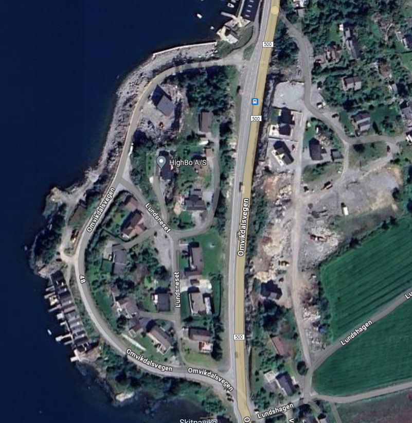 Flyfoto av området frå Google Maps Galleribilde