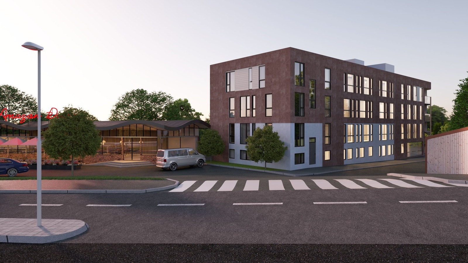 Prosjektet ligger i Innherredsvegen, som for øyeblikket gjennomgår en omfattende transformasjon. I 2025 vil gaten fremstå som en miljøgate. Illustrasjon, avvik vil forekomme. Galleribilde