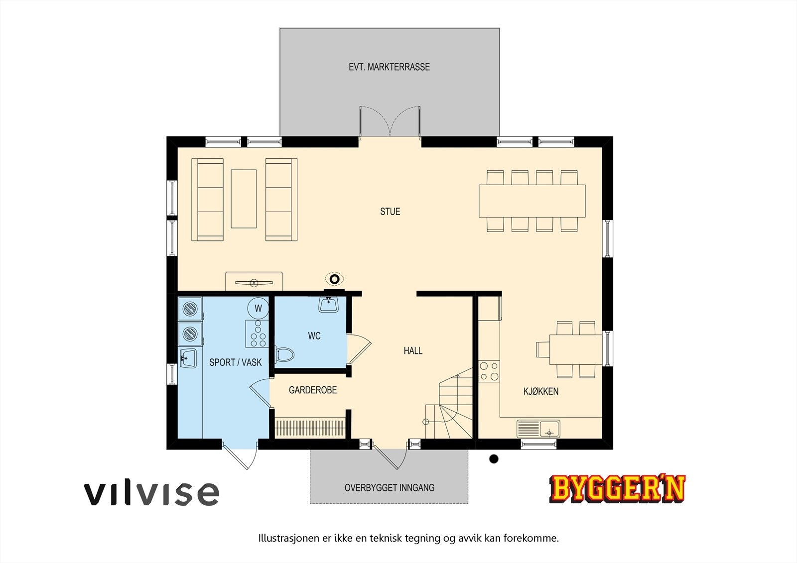 Plantegning av husets 1. etasje. Galleribilde