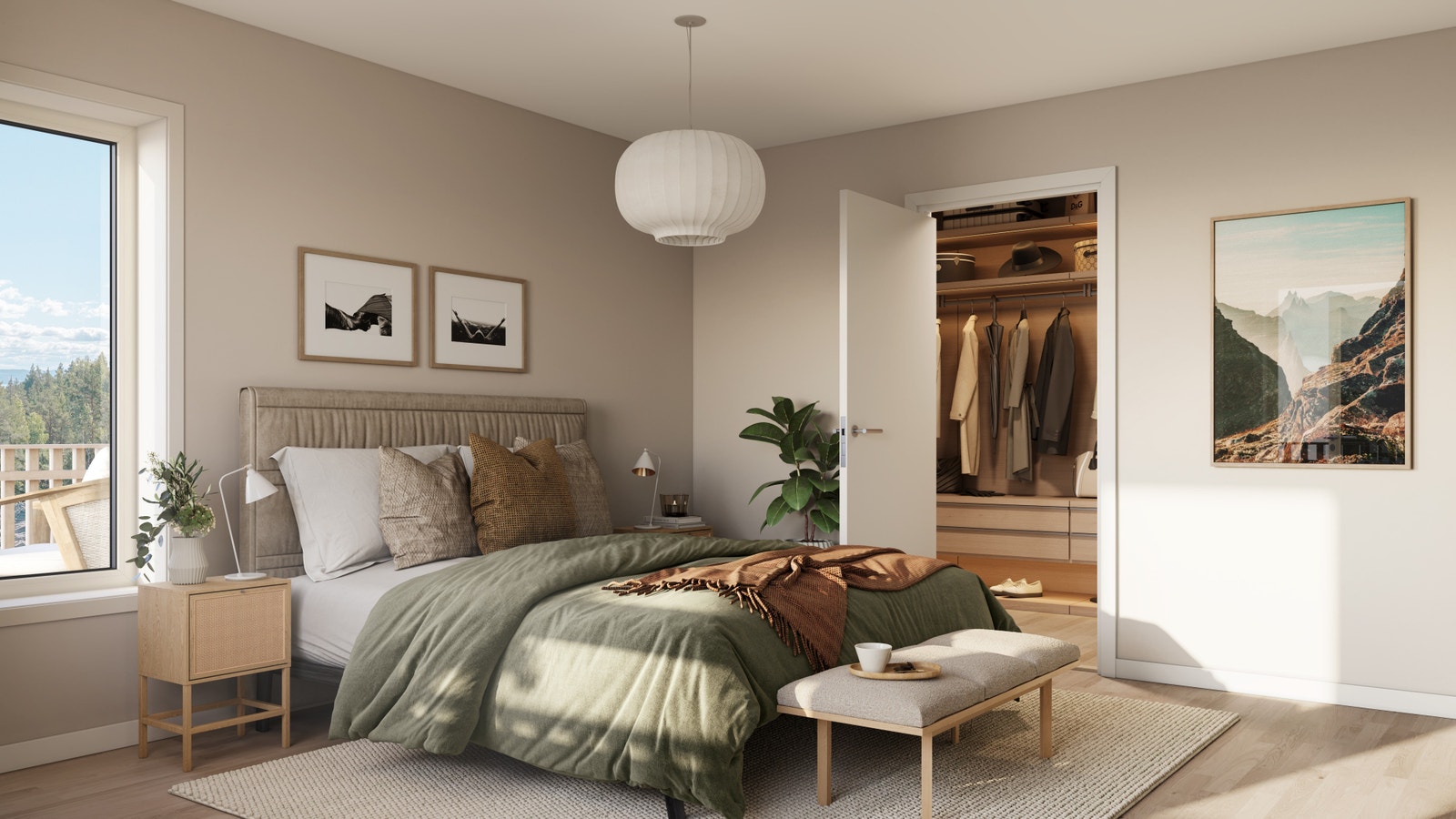 Soverom med tilknytning til stort garderoberom som kan innredes etter behov | 3D-illustrasjonen er veiledende og kan avvike fra virkeligheten. Galleribilde