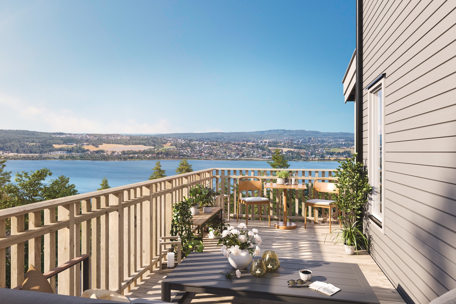 Stor terrasse med utgang fra soverommet | 3D-illustrasjonen er veiledende og kan avvike fra virkeligheten. Galleribilde