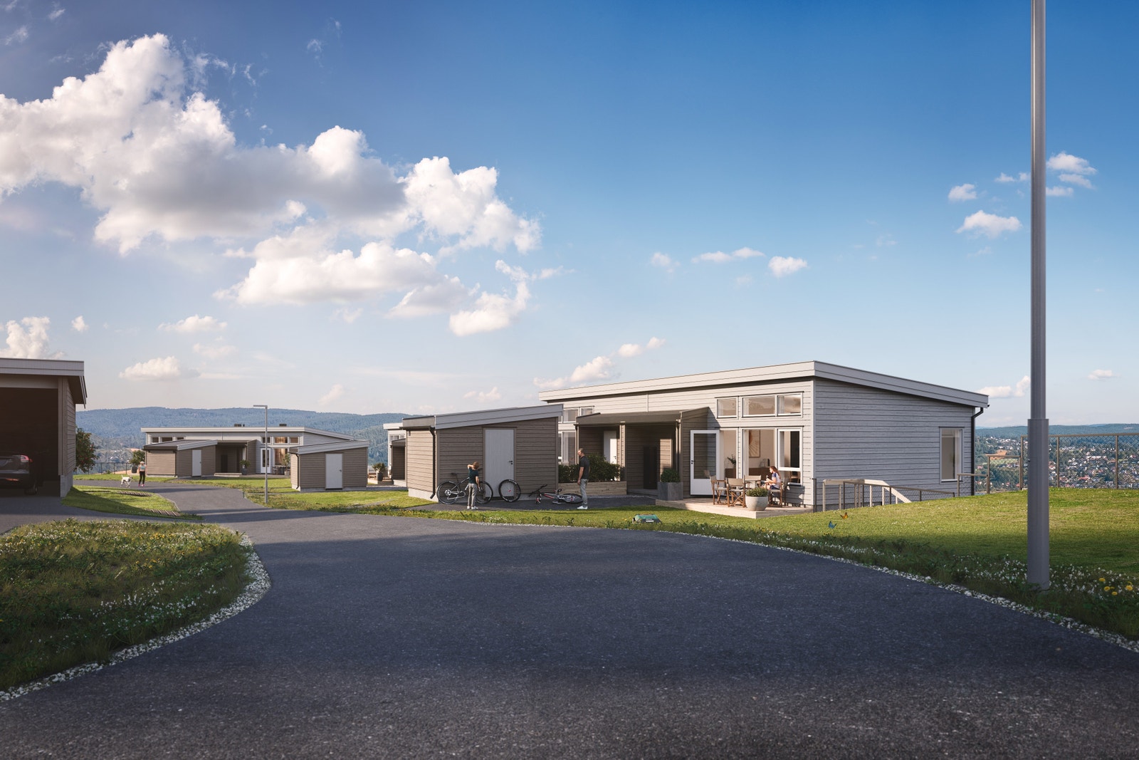 Inngangsparti med praktisk sportsbod | 3D-illustrasjonen er veiledende og kan avvike fra virkeligheten. Galleribilde