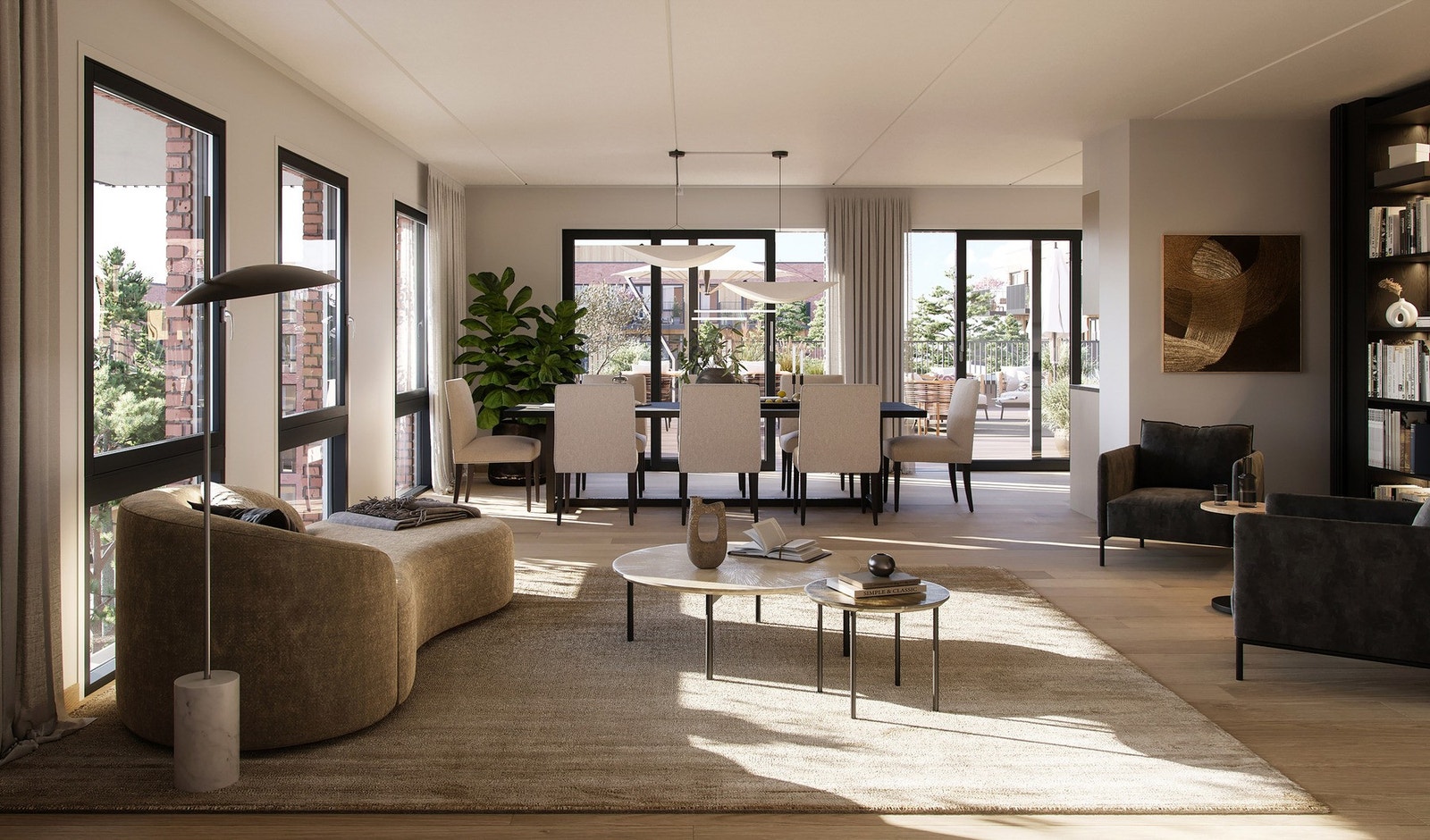 Nye, flotte leiligheter med store vindusflater, 1-stavs parkett og en generøs takhøyde på 2,55 m. Galleribilde