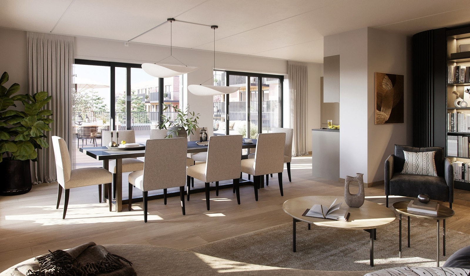 Splitter nye leiligheter med store vindusflater. Galleribilde