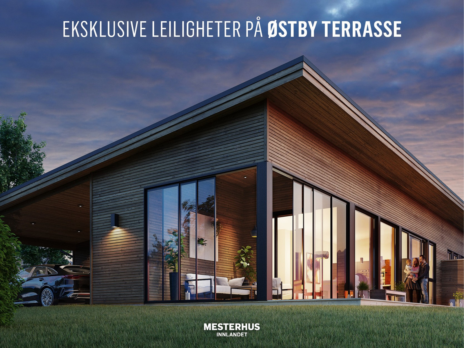 3D-ilustrasjon av tremannsboligene vi har planlagt på Østby terrasse.