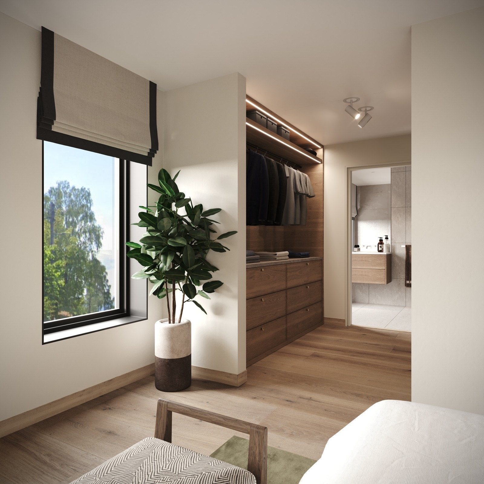 Hovedsoverom med walk-in og bad i tilknyttning - Det leveres ingen garderobeskap Galleribilde