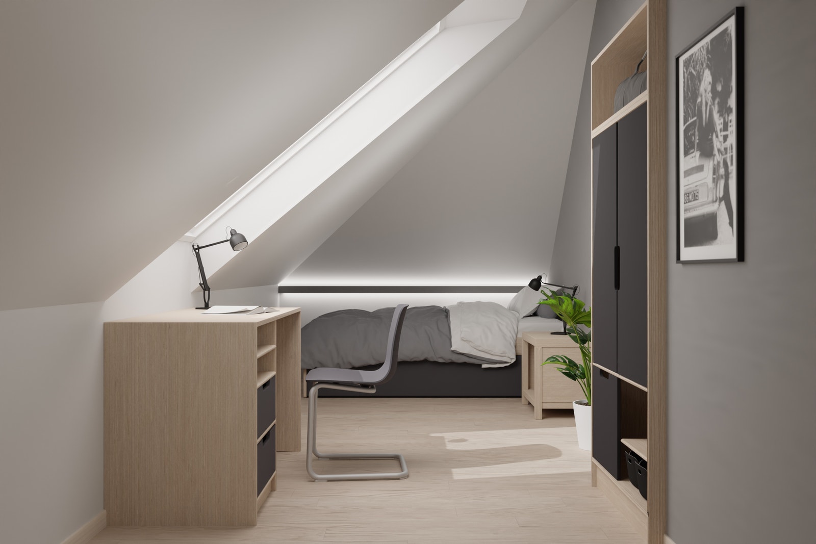 Soverom med mulighet for hybelkjøkken Galleribilde