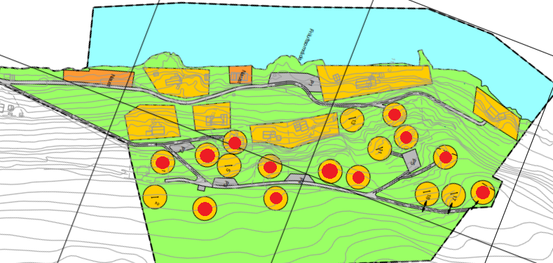 Tomter merket med rødt er solgt. Galleribilde