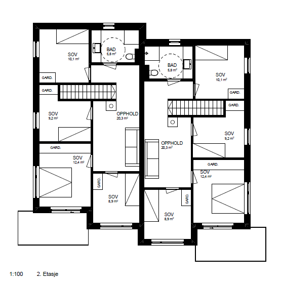 Soverom og stue 2.etg Galleribilde