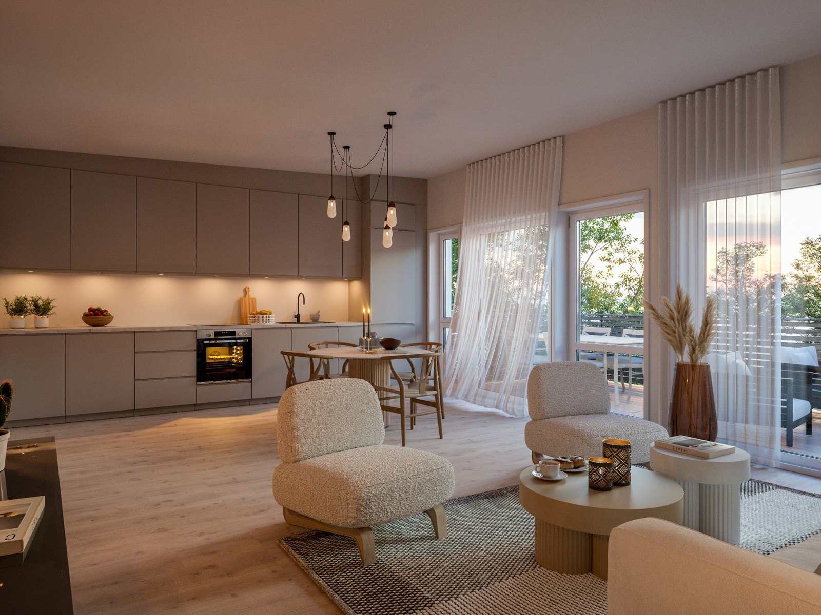 Illustrasjon av leilighet på 75kvm. Galleribilde