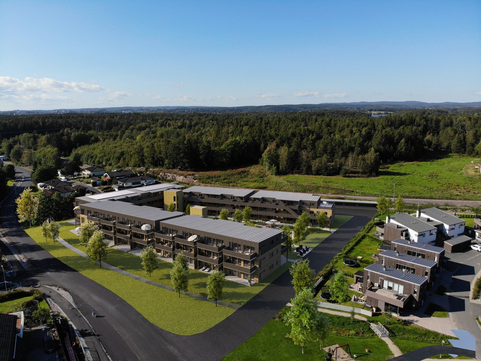 Alle boligene leveres med to store uteplasser Galleribilde