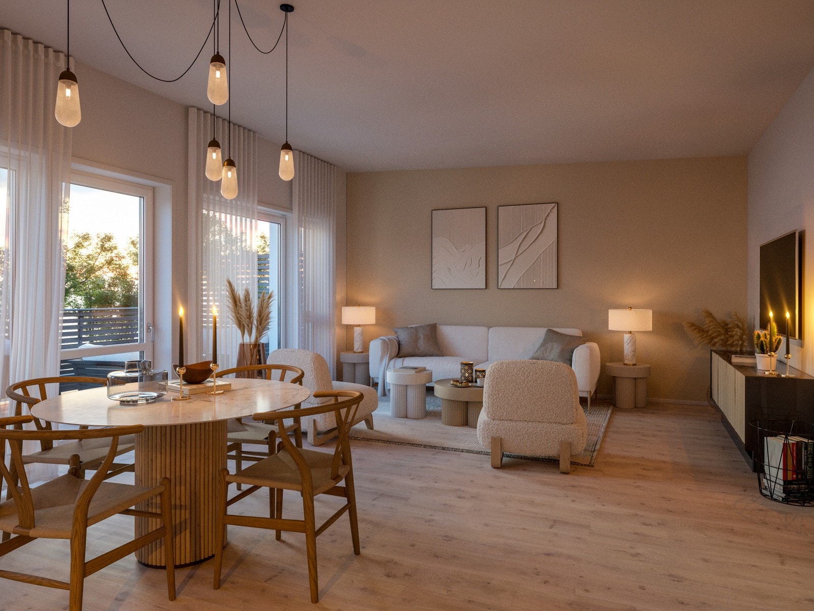 Illustrasjon av leilighet på 75kvm. Galleribilde