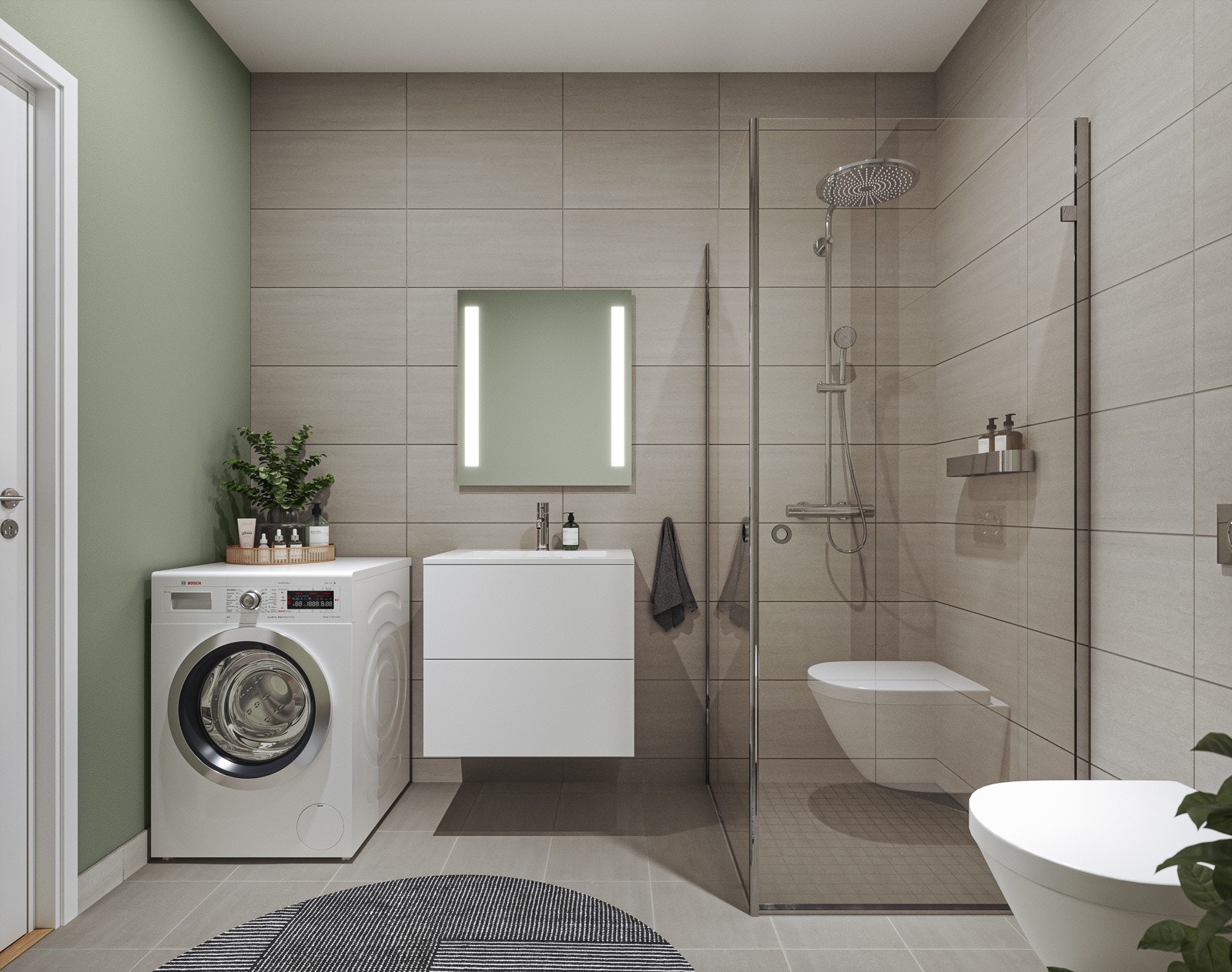 -Lekre baderom, levert med el-gulvvarme og dimbare LED downlights i himling - Galleribilde