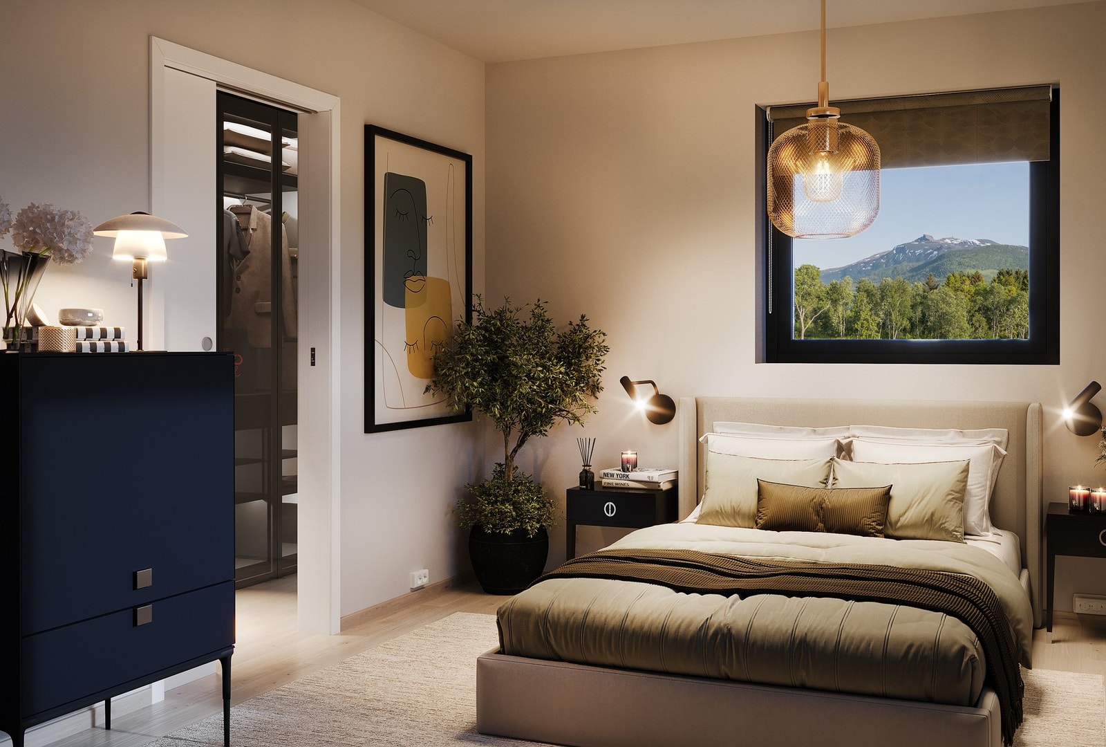 Illustrasjon - Soverom med walk-in garderobe fra leilighetstype C Galleribilde