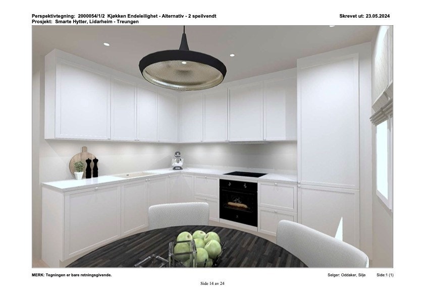 Illustrasjon kjøkken - leilighet m 3 soverom Galleribilde