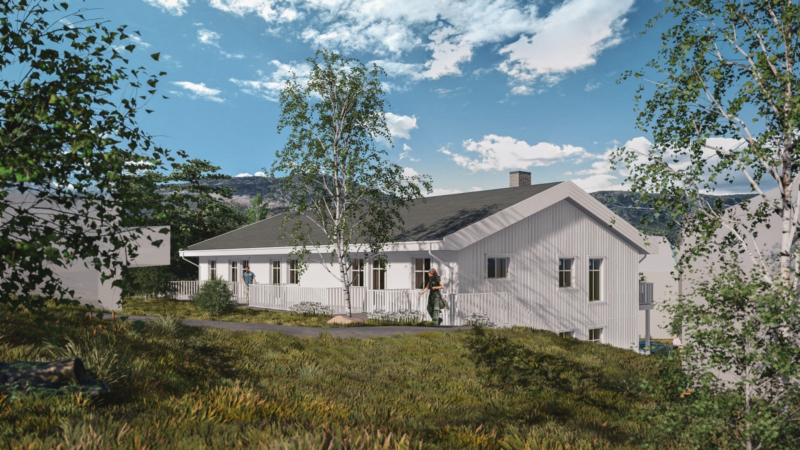 Fasade fra bakside - inngangspartiene er her Galleribilde