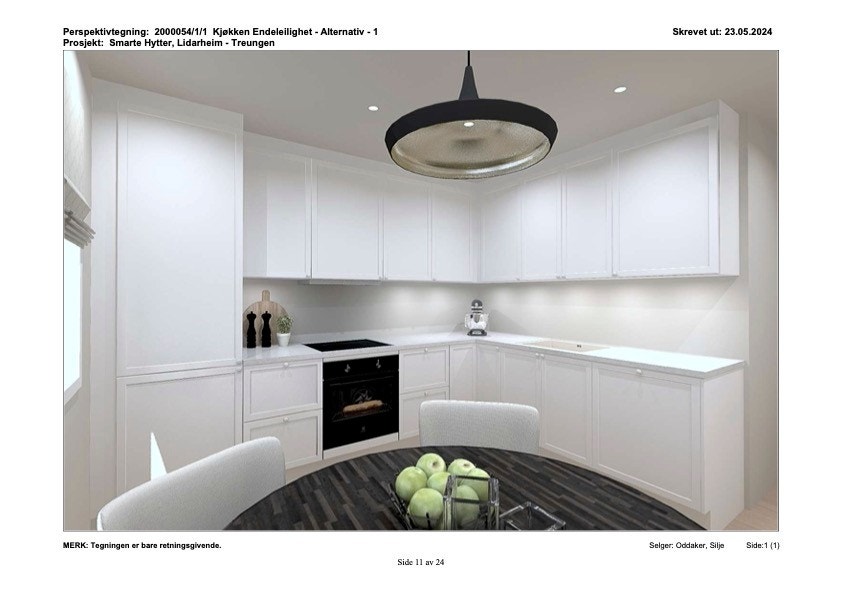 Illustrasjon kjøkken - leilighet m 3 soverom Galleribilde