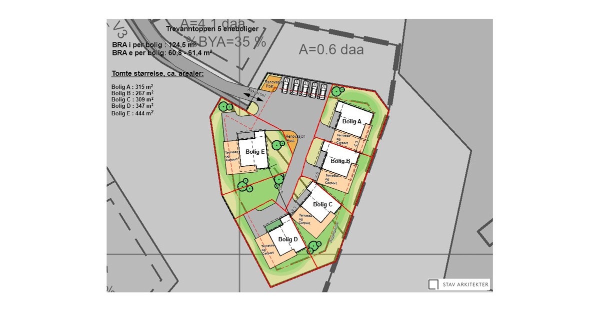 Oversiktsbilde med plassering av boligene Galleribilde