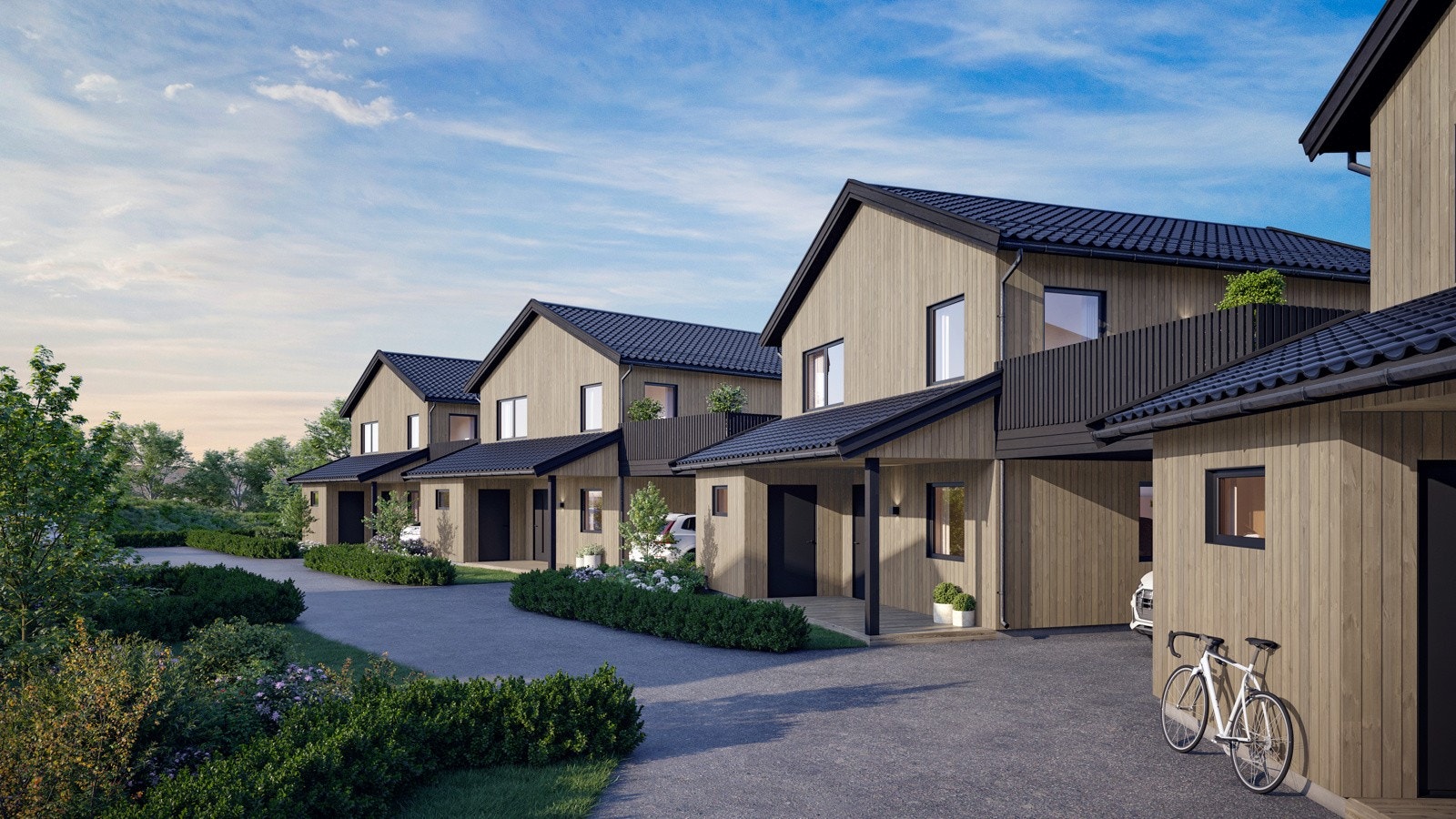 Foran boligene vil det dannes et felles tun Galleribilde