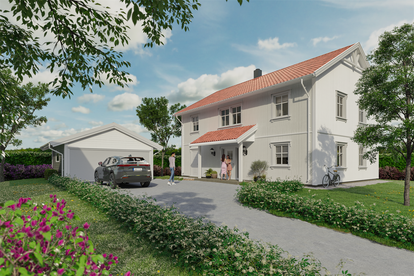 Fin enebolig med dobbeltgarasje Galleribilde