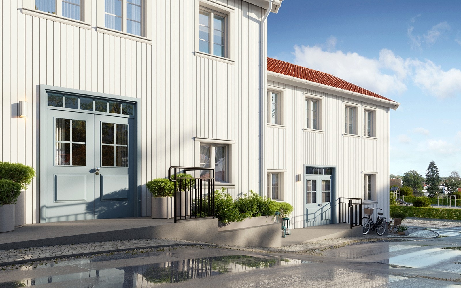 Illustrasjon på Town-House sett fra Brentemogata Galleribilde